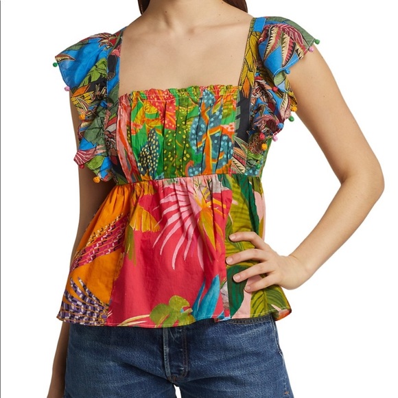 🥭 FARM Rio Mix Prints Sleeveless Tie Back Top - Picture 4 of 8
